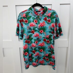 Tropical Flamingo Print Men's Shirt